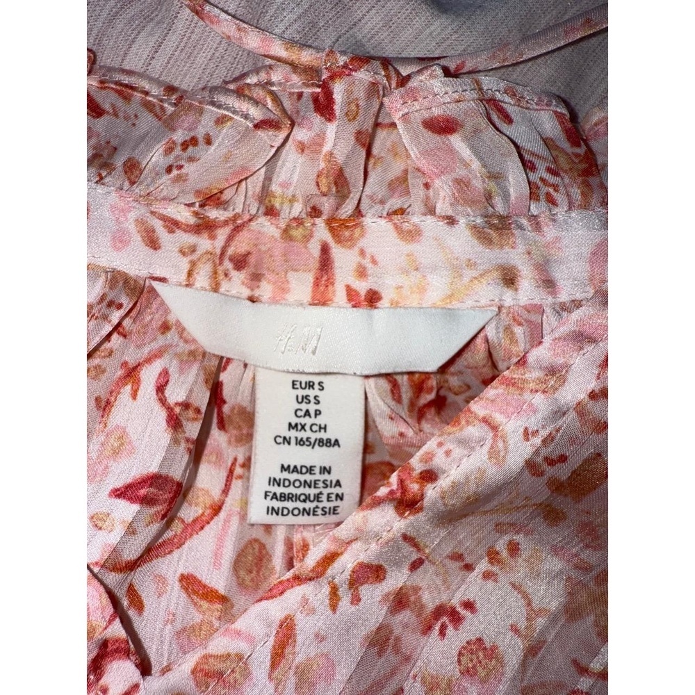 H&M Pink Floral Sheer Blouse Small - Picture 3 of 3